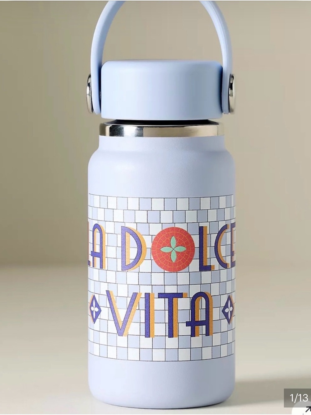 Anthropologie x Hydro Flask Light Blue 'La Dolce Vita' Mosaic Bottle